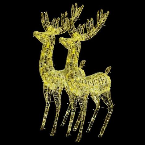 Rennes de Noël Lumineux Décoration Extérieur Intérieur Acrylique 250 LED Blanc Chaud Lot de 2 (1/5)