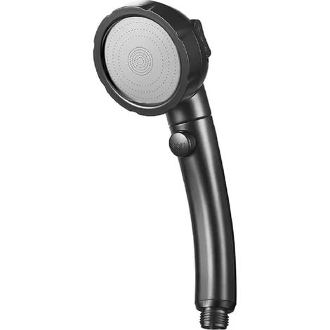 (Douche noire) 3 jets avec interrupteur marche/arrêt et fonction pause, pommeau de douche pivotant à 360°, pommeau de douche réglable pour économiser l'eau (1/5)