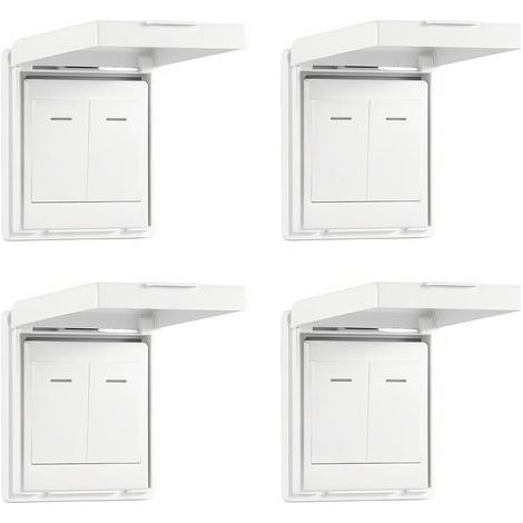 (Weiß) Ein Set aus 4 schlanken Schalterabdeckungen, feuchtigkeits- und wasserbeständig, geeignet für Badezimmer, Küchen und andere feuchte Umgebungen. (1/5)