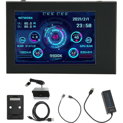 Écran USB mini 3,5 pouces IPS pour surveillance PC CPU RAM AIDA64, compatible Raspberry Pi Linux Windows, moniteur de température ordinateur (1/5)