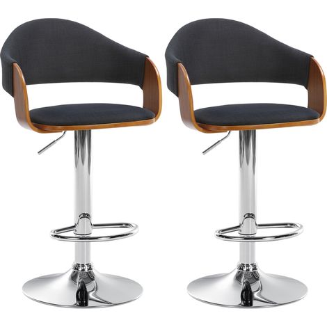 Juego de 2 taburetes de bar con estructura de madera de tela negra y patas de metal TDB10740 (1/4)