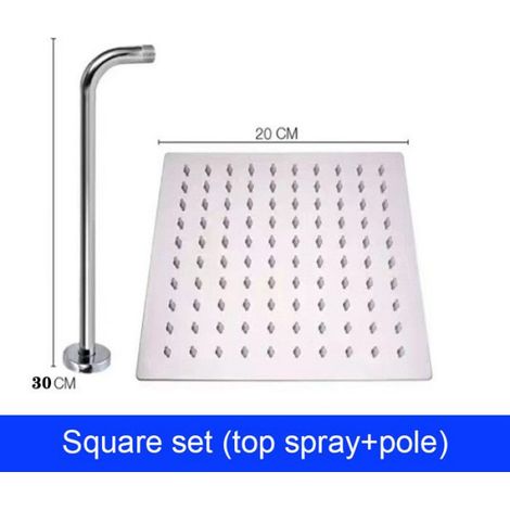 Pommeau de douche à effet de pluie pressurisé,carré et rond en acier inoxydable,grande - 8 inch square 30 cm