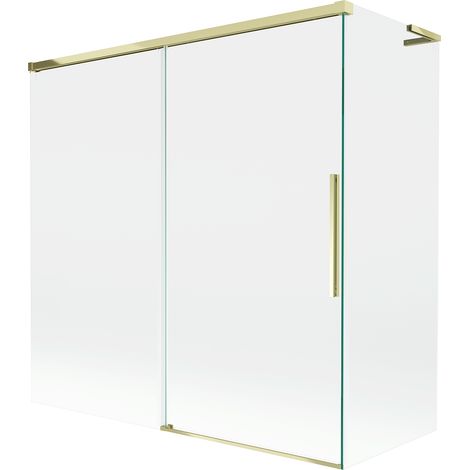Mexen Rox L paratia per vasca da bagno a 2 ante scorrevoli 170 + 80 x 150 cm, trasparente, dorato - 8C9L-170-080-50-00
