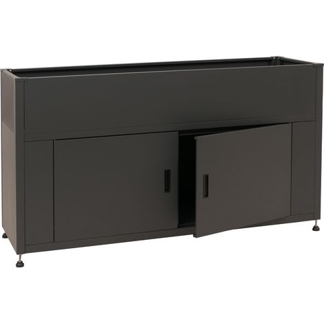 Jardinière sur pied HHG-569, jardinière métallique sur pied, bac à fleurs, bac à plantes, espace de rangement, métal 47 kg 91 x 161 x 51 cm, anthracite (1/5)