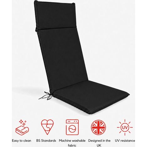 SP High Back Recliner Pad Cushion - L116 x W49 x H6 cm - Black