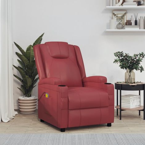 Fauteuil de massage-Chaise de relaxation-Fauteuil Relax Rouge bordeaux Similicuir 513895 (1/5)