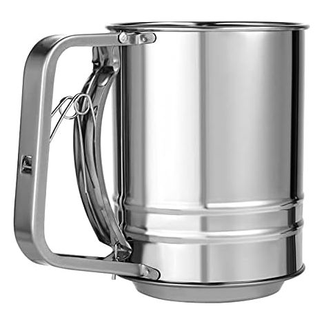 Setaccio per farina in acciaio inox a maglia fine con manico. (1/5)