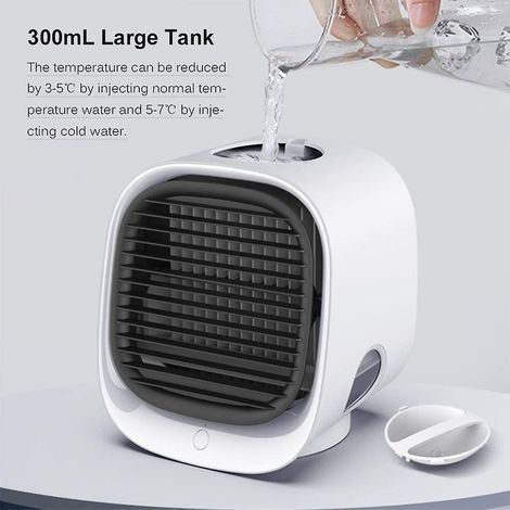 Ventilateur de refroidissement à eau LED 7 couleurs, climatiseur mobile 3 en 1 avec 3 niveaux de refroidissement, couleur blanche