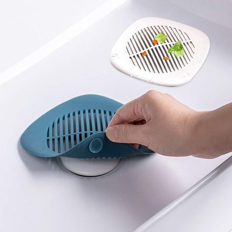 Couvre-Évacuation Pour Cheveux - Tampon Évacuation Silice Gel Souple - Pour Baignoire Douche Évier Cuisine - 5,5 x 5,5 Pouces - Lot de 2 (1/5)