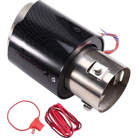 Grenzüberschreitende Fahrzeugmodifikation: beleuchteter Carbonfaserauspuff mit hochtemperaturbeständigen LED-Leuchten modifizierter Auspuff mit flammenspeiendem Auslass. (1/5)