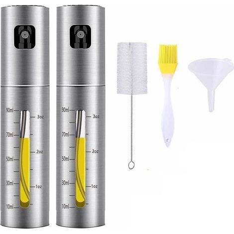 Graduated stainless steel kitchen spray bottle, suitable for grilling, salads, and cooking. Two bottles per set. (1/5)