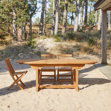 Table d'extérieur extensible ovale en bois d'acacia 6-8 pers 160 Capri (1/5)