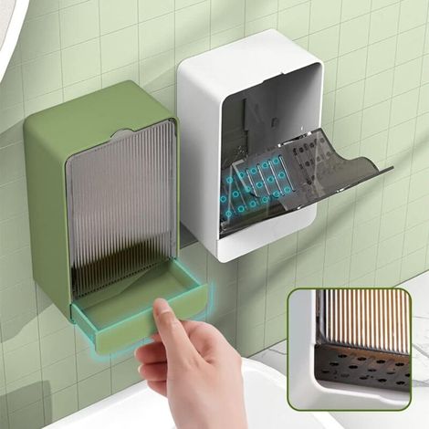 Pack Soap Dish with Lid, Wall-Mounted Soap Box, No Drilling Soap Holder, Removable Drip Tray for Sink, Shower, Bathroom, Kitchen, White MUMU (1/4)