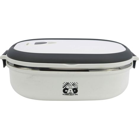Boite alimentaire isotherme 0,9 litres 0,90 litres en Intérieur Inox/extérieur Polypropylène - Couleur Blanche - Longueur 20 cm - Largeur 14,6 cm - Hauteur 7,5 cm (1/4)