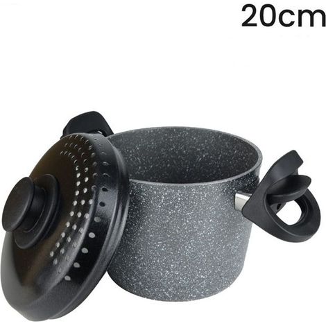TrAdE Shop Traesio - Pentola Cuocipasta Antiaderente Con Coperchio Forato Per Piano A Induzione Da ø16-20cm -    -diametro 20cm   -