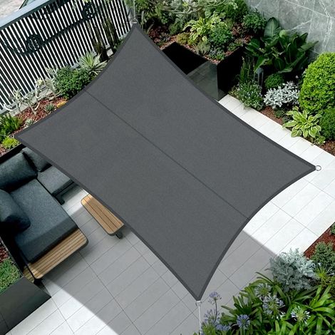 Voile d'ombrage Carré 2.5x2.5m Imperméable Toile Ombrage 95% UV Protection pour Patio Balcon Jardin Terrasse Extérieur-Antracite