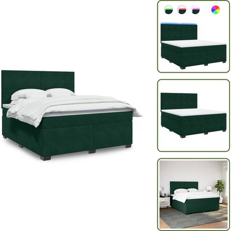 Sommier à lattes de lit et matelas Vert foncé 180x200cm Velours - Sommier À Lattes De Lit - Sommiers À Lattes De Lit - Lit - Meuble De Chambre À Coucher (1/5)