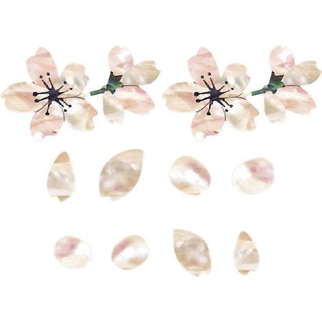 Lot de 2 autocollants pour panneaux de guitare, ukulélé et basse, motif fleurs de cerisier, accessoires de musique-4.45X2.90X0.20CM (1/3)