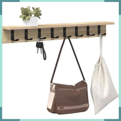 874365 Porte-manteau mural Chêne Sonoma 80 x 10,5 x 10,5 cm (1/5)