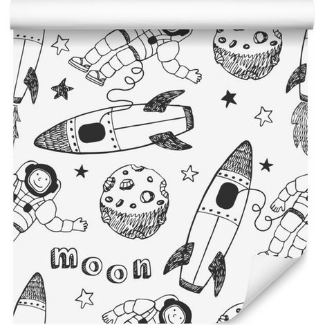 Papel pintado de cosmonautas entre las estrellas para salón y dormitorio, 50x1000 cm. (1/5)