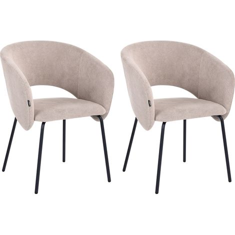 Lot de 2 Chaises de Salle à Manger Retro en Tissu Base en Métal sans Accoudoirs Taupe Blakely (1/5)