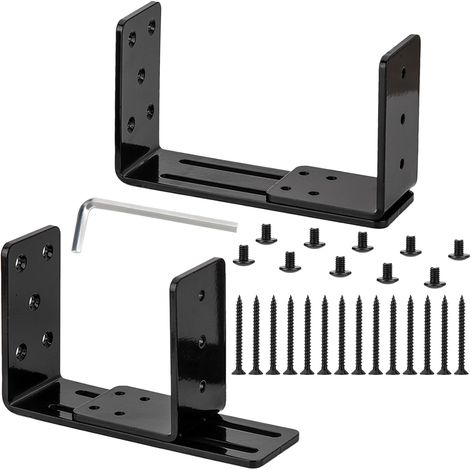 Barricade Supports, Lot de2, Support en U Ajustable, Support pour Verrou de Sécurité de Porte, Convient pour les Verrous de Porte Renforcés, Portes Pivotantes Intérieures et Extérieures, Grilles,2x4 (1/5)