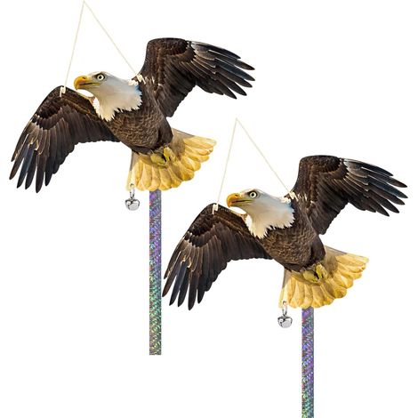 Lot de 2 répulsifs Anti-Oiseaux pour Balcon - Aigle Suspendu Plat - Répulsif Contre Les Pigeons - Chouette en Plastique avec Bande Anti-Oiseaux