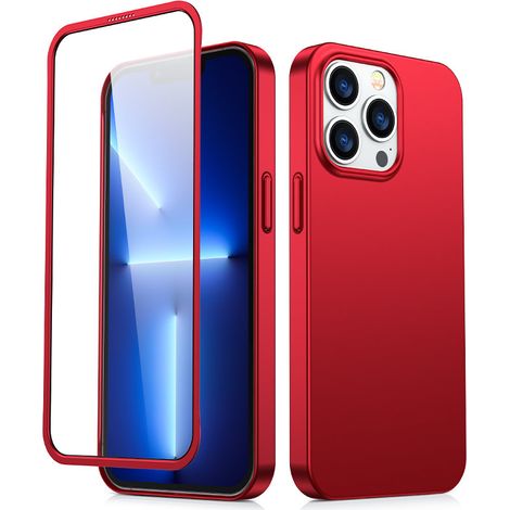 Schutzhülle für iPhone 13 Pro Max, Vorder- und Rückseite + gehärtetes Glas, rot (1/5)