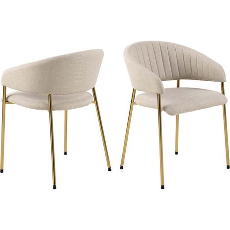 Fauteuil Ann rembourré beige/doré avec accoudoirs glamour (1/5)