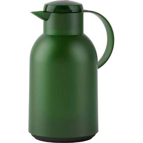Emsa N40121 - Caraffa termica Samba, 1,5 litri, chiusura Quick Press, 12 ore, calda e fredda per 24 ore, verde traslucido/scuro