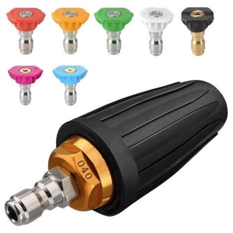 Buse turbo pour nettoyeur haute pression, buse rotative et 7 pointes, raccord rapide 1/4', 4000 Psi, Noir, (406689), kit jet pour nettoyeur haute pression, rotabuse haute pression (1/5)