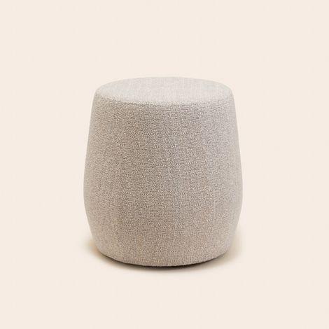 Pouf en Tissu naturel texturé LEAH
