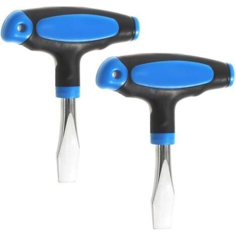 2 pcs Tournevis plat court 10 mm à tête plate - Facile à utiliser - Poignée ergonomique - Tournevis à tête plate - Pour sets de films, atelier, mécanicien (1/4)