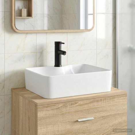 Lavabo de baño Negro Mate 48,5 x 37,5 x 13 cm Metal