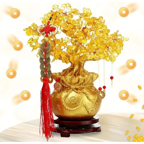 Feng Shui Silberbaum, Glücksbringer-Goldbonsai für Zuhause, Büro und Ladendekoration (1/5)