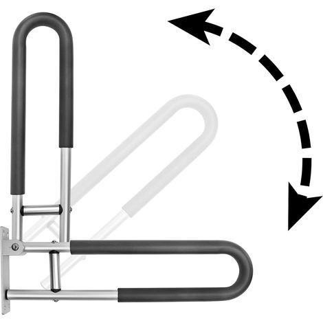 Rampe de toilette rembourrée, porte-papier hygiénique, sécurité, support, toilettes pour personnes handicapées (noir, 1 pièce) (1/5)