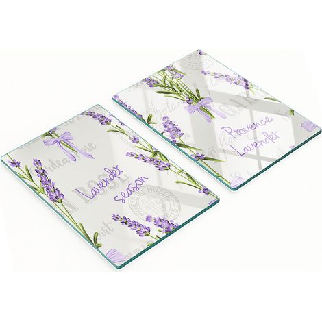 Taglieri da cucina decorativi in vetro con grafica lavanda, 2x40x52 cm (1/5)
