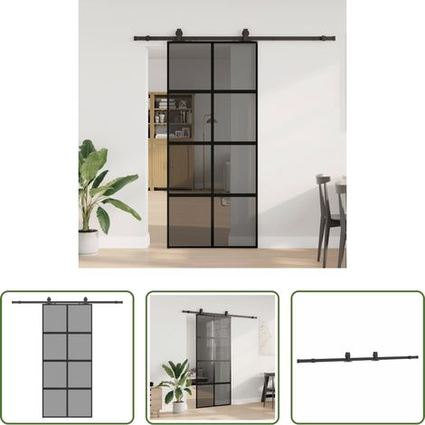 vidaXL Porte de chambre - Porte coulissante avec kit de quincaillerie noir 90x205 cm (1/5)