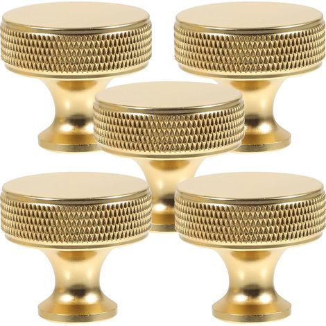 Lot de 5 poignées porte rondes en métal doré pour meubles (1/5)