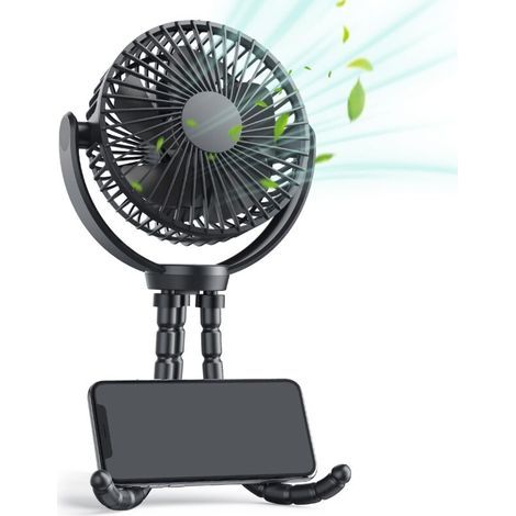 Mini-USB-Clipventilator mit 5200-mAh-Akku, tragbarer kleiner Tischventilator mit Stativ (1/5)