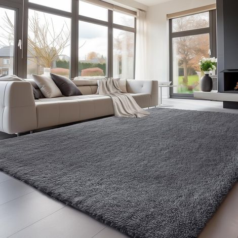 1 Tapis De Salon, Antidérapant, Moelleux, Gris, 200x300 Cm, Pour Chambre