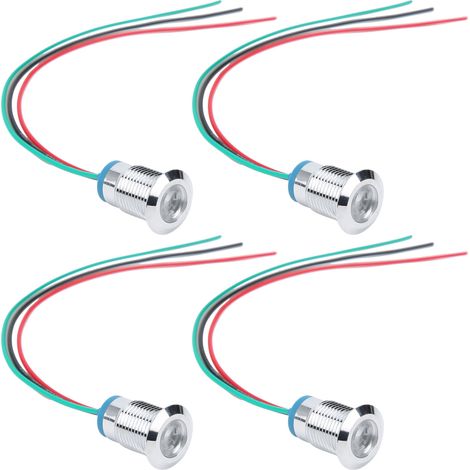 Satz mit 4 wasserdichten 12-mm-LED-Anzeigen, gemeinsame Anode, industrietauglich 110-220 V, rot und grün, Steuerkomponenten. (1/5)