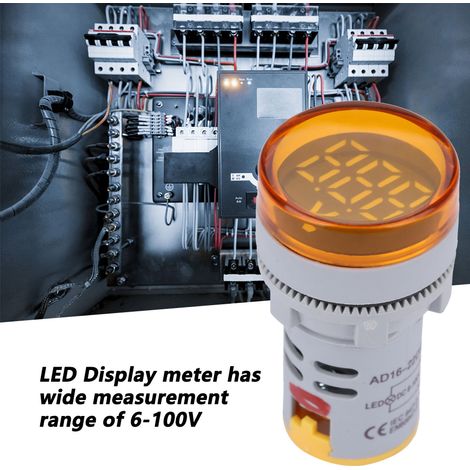 LED-Voltmeter-Signalleuchte, Digitalanzeige, Gleichspannungsmesser, Rundlampentester (gelb) (1/5)