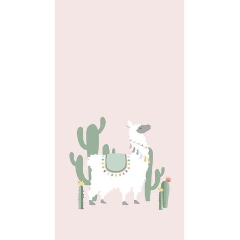 papier peint panoramique alpaga rose clair et vert - ESTAhome (1/5)