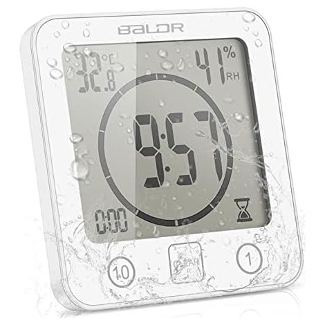 Bathroom Clock Digital Humidity Temperature Clock Digital Clock Display LCD Touch Screen Control Timer Alarm for Kitchen Bathroom (White)