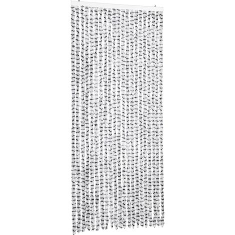 Rideau anti-mouches gris clair et gris foncé 90x200 cm chenille