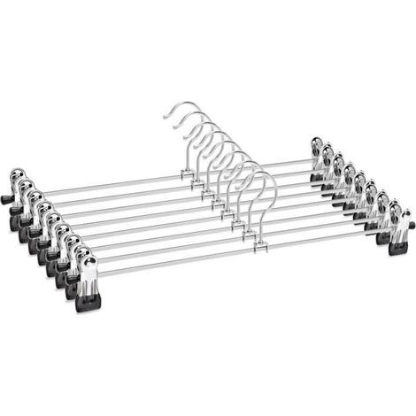 Cintre Pantalon - Acier Inoxydable - 30 cm - Antidérapant - Lot de 10 (1/4)