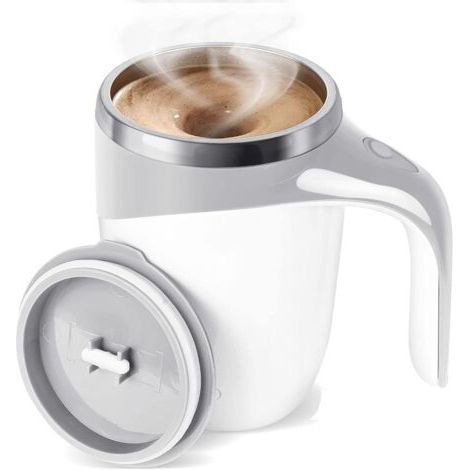 BUNTHAUS 380 ml Tasse à café magnétique automatique de (blanche), tasse à mélanger rotative pour la maison, le bureau ou les voyages, idéale pour le café, le lait, le cacao et autres boissons (1/5)