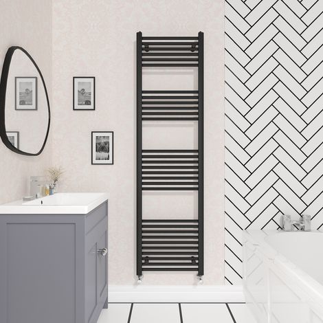 Bathroom Straight Heated Towel Rail Radiator Ladder Warmer Heating Black 1800x500mm