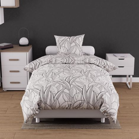 Parure Housse de Couette Coton 57 Fils 140x200cm Blanc (1/5)